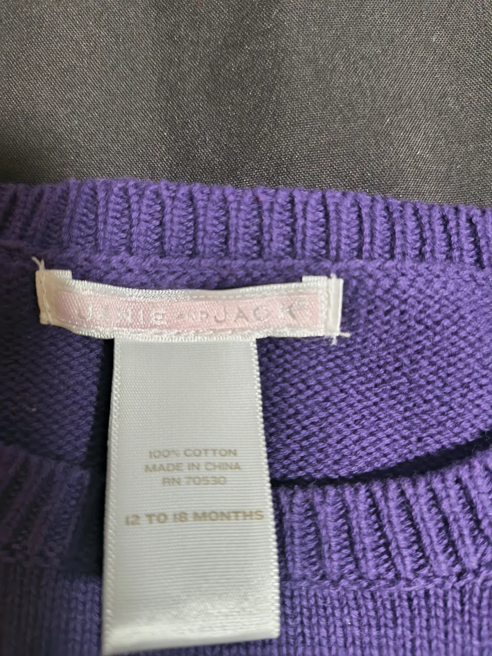 Janie and Jack Purple Knit Sweater with Red-Accented Dog Motif